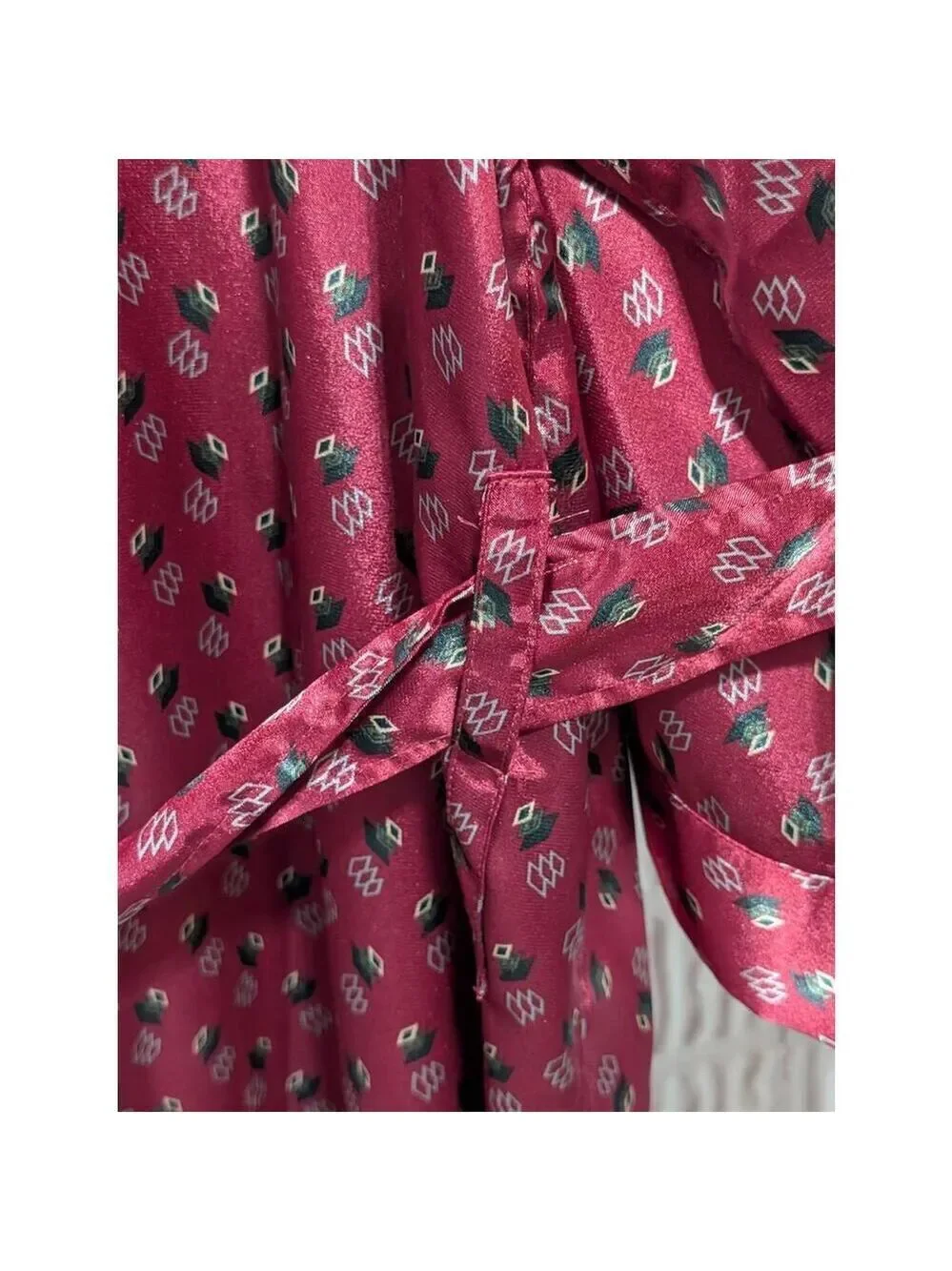 Intimo Men's Elegant Burgundy Satin Belted Robe with Pockets